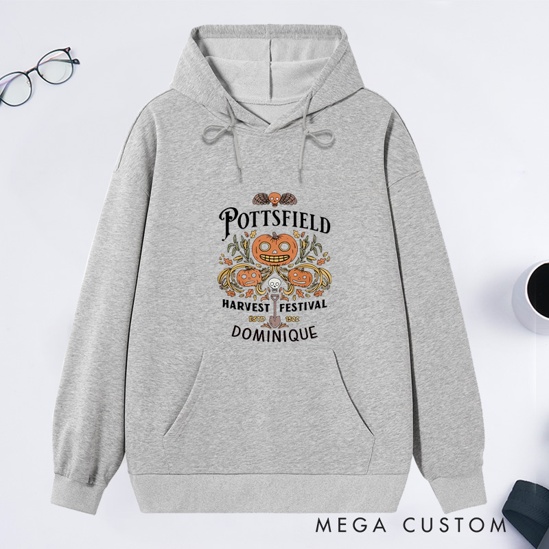Personalized Pottsfield Harvest Festival Classic Hoodies Halloween Hoodies with Name Plant Lover Gift Gardening Lover Gift for Gardener Halloween Gift
