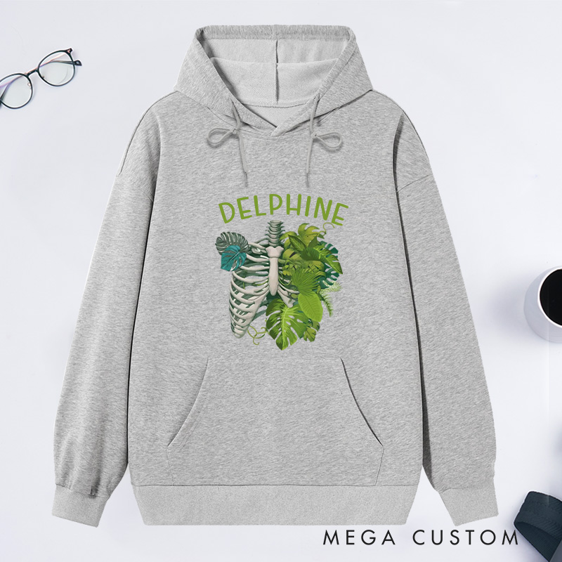 Personalized Skeleton Plant Classic Hoodies Custom Monstera Hoodies with Name Plant Lover Gift Gardening Lover Gift for Gardener Gift