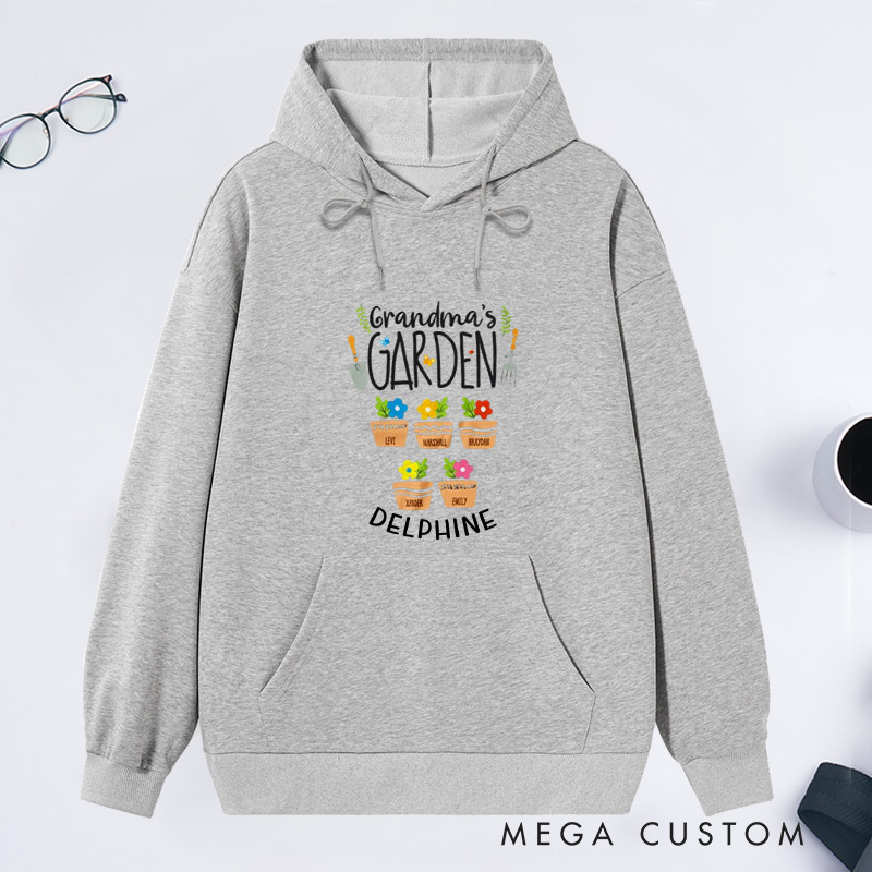 Personalized Grandma's Garden Classic Hoodies Custom Hoodies with Name Plant Lover Gift Gardening Lover Gift for Gardener Gift