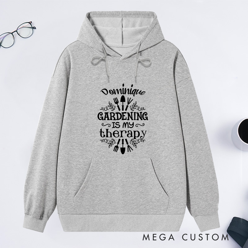 Personalized Gardening Is My Therapy Classic Hoodies Custom Hoodies with Name Plant Lover Gift Gardening Lover Gift Gardener Gift