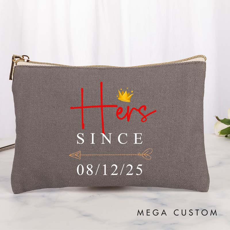 Personalized Couple Anniversary Clutch Bag Husband Wife Anniversary Travel Makeup Bag Clutch Bag