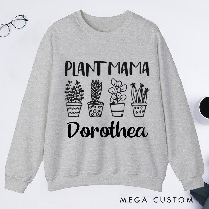 Personalized Plant Mama Classic Sweatshirts Crazy Plant Lady Sweatshirt with Name Gardener Sweatshirt Plant Lover Gift Gardening Gift