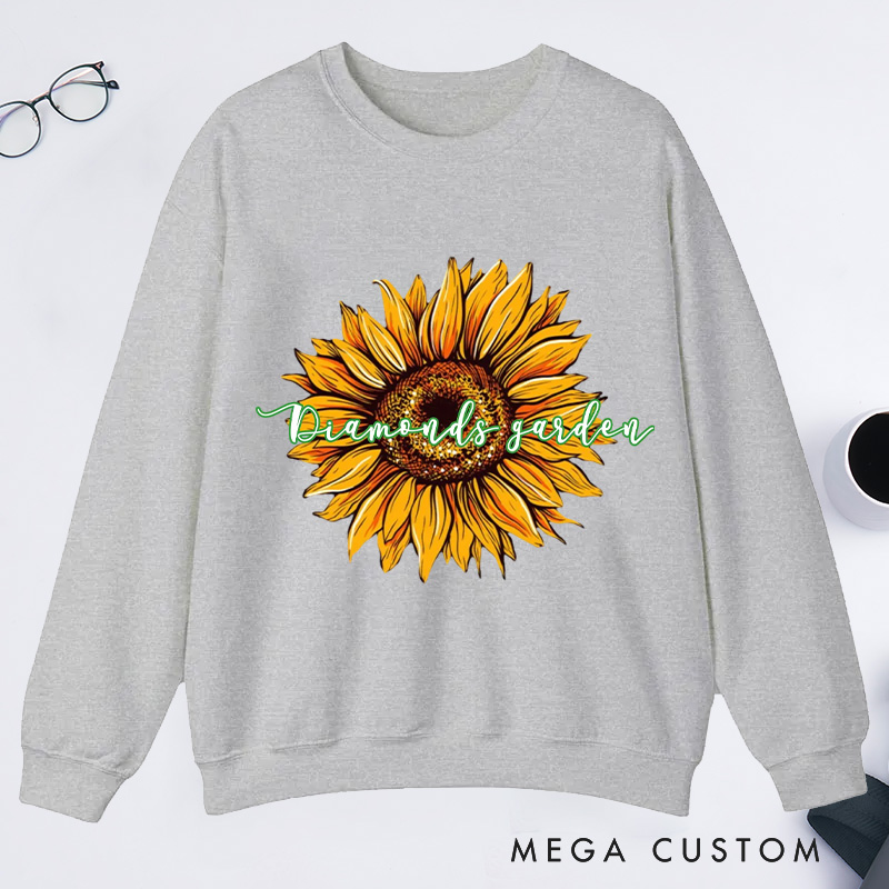 Personalized Sunflower Classic Sweatshirts Flower Print Sweatshirt Gardener Sweatshirt with Name Plant Lover Gift Gardening Gift Gardener Gift