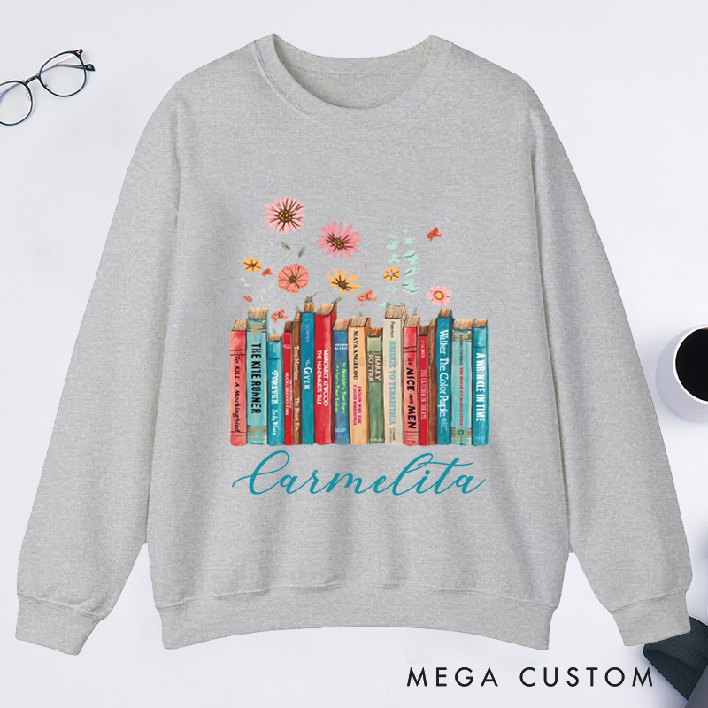Personalized I'm With The Banned Classic Sweatshirts Custom Floral Books Sweatshirt with Name Book Lover Gift Librarian Gift Reading Gift