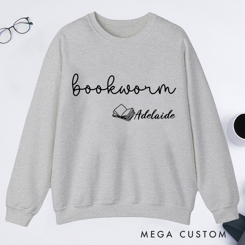 Personalized Bookworm Classic Sweatshirts Custom Sweatshirt with Name Bookish Sweatshirt Book Lovers Gift Librarian Gift Reading Gift