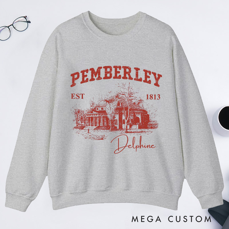 Personalized Pemberley Light Academia Classic Sweatshirts Custom Bookish Sweatshirt Literature Literary Sweatshirt Book Lovers Gift Librarian Gift