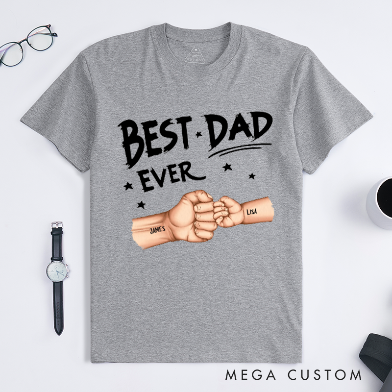 Personalized Best Dad Grandpa Ever Fist Bump Classic T-Shirt Gifts for Grandpa and Dad