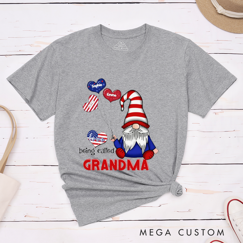 Personalized 4th of July Independence Day Gnome Grandma Mom Sweet Balloon Heart Kids Classic T-shirt