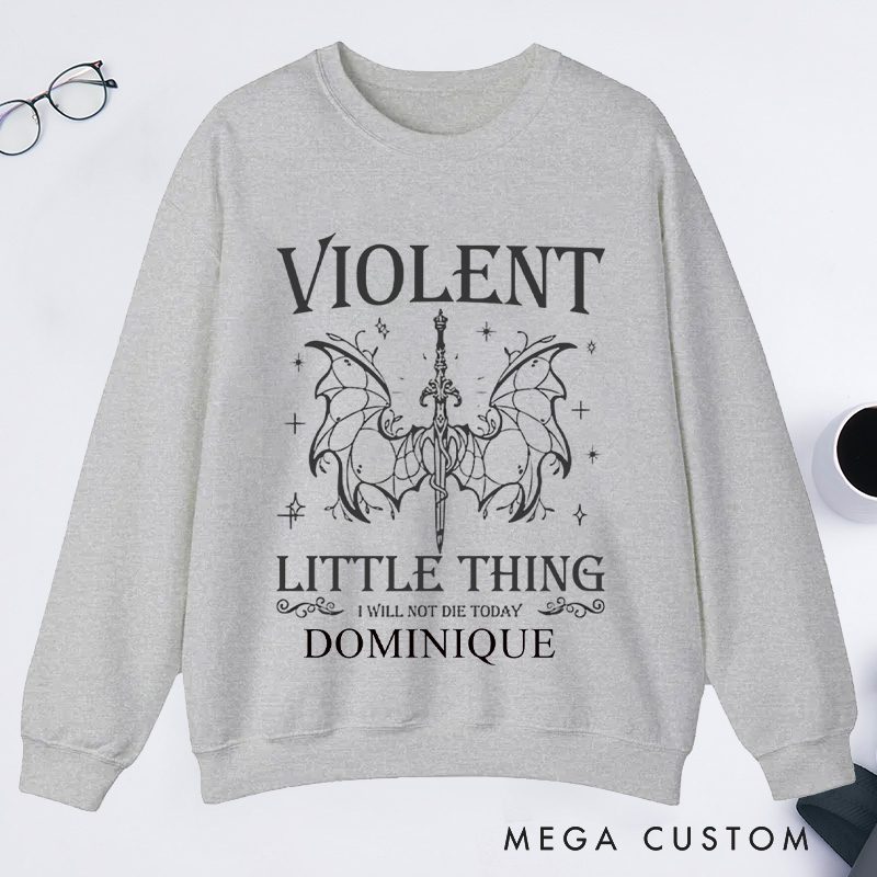 Personalized Violent Little Thing Classic Sweatshirts with Name Custom Reading Sweatshirt for Book Lover Gift Librarian Gift Reader Gift