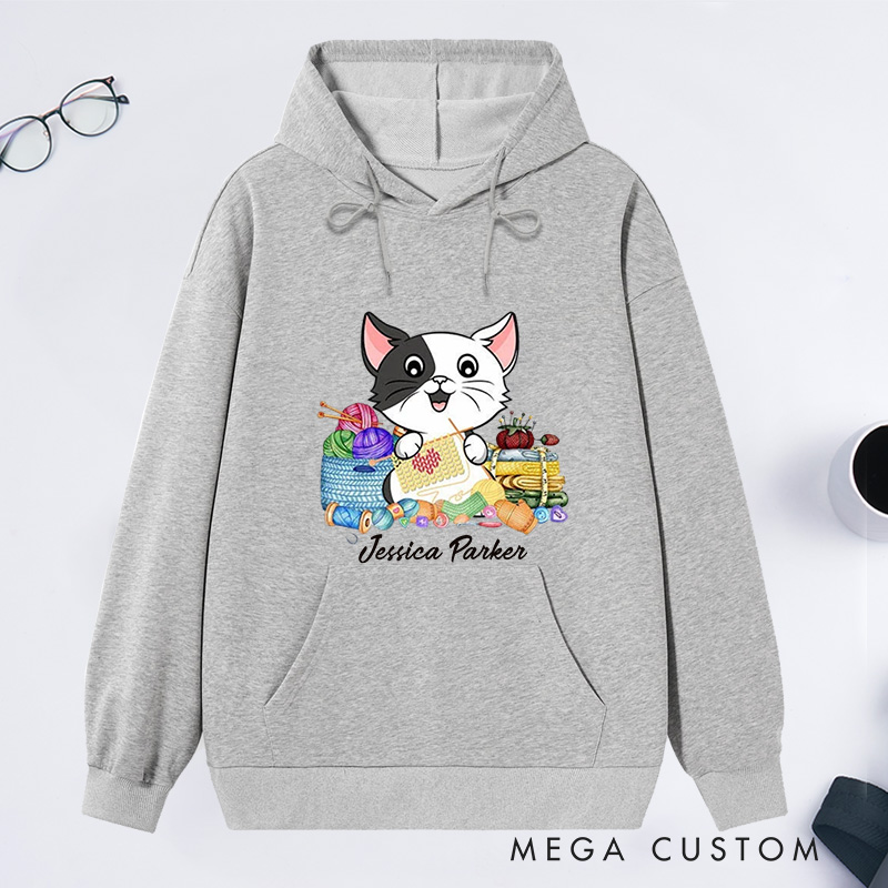 Personalized I Love Knitting And Cat Classic Hoodies Knit Gift Knitting Gift Knitter Gift Love To Knit Love Knitting Knit Lover