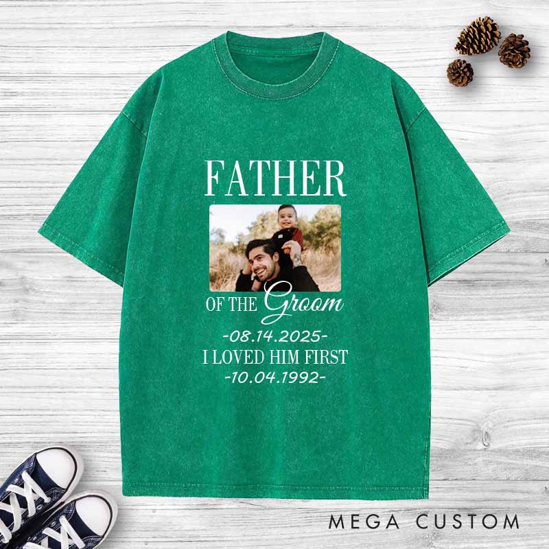 Personalized Father of the Groom Washed T-Shirt Heartfelt Tribute for FOG T-Shirt Groom Dad Vintage Shirts Groom Father y2k Washed Tees