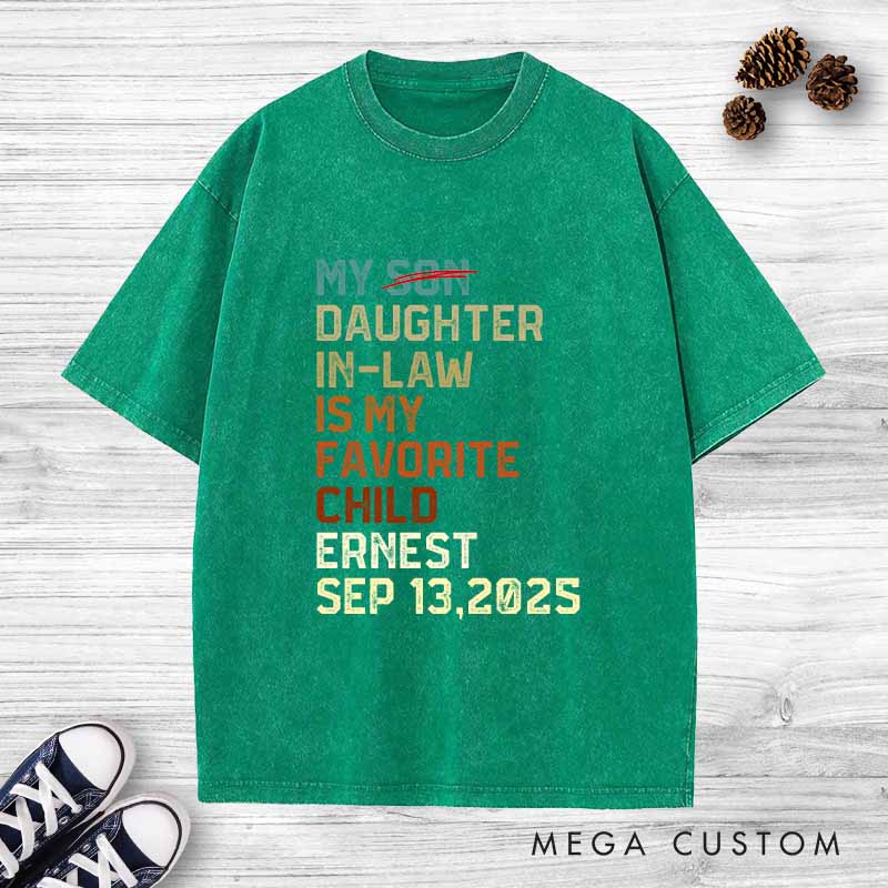 Personalized Father of the Groom Washed T-Shirt Daughter-in-Law Favorite Child Humor Shirt Vintage Groom Dad Bachelor Party Shirts