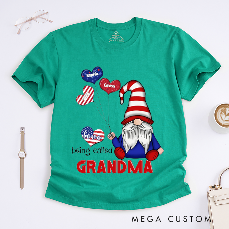 Personalized 4th of July Independence Day Gnome Grandma Mom Sweet Balloon Heart Kids Classic T-shirt