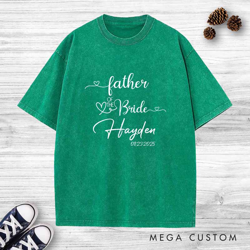 Personalized Father of the Bride Washed T-Shirt FOB Bachelor Favors T-Shirt Vintage Wedding Bride Dad Party Washed Tees