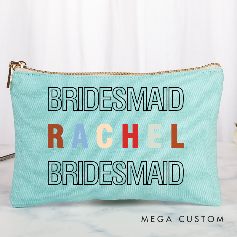 Personalized Bridesmaid Colorful Name Maekup Bag Bride Cosmetic bag Sorority Gift Bachelorette Party Gift