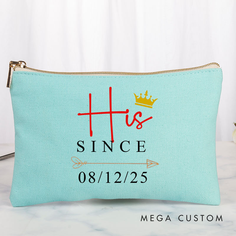 Personalized Couple Anniversary Clutch Bag Husband Wife Anniversary Travel Makeup Bag Clutch Bag