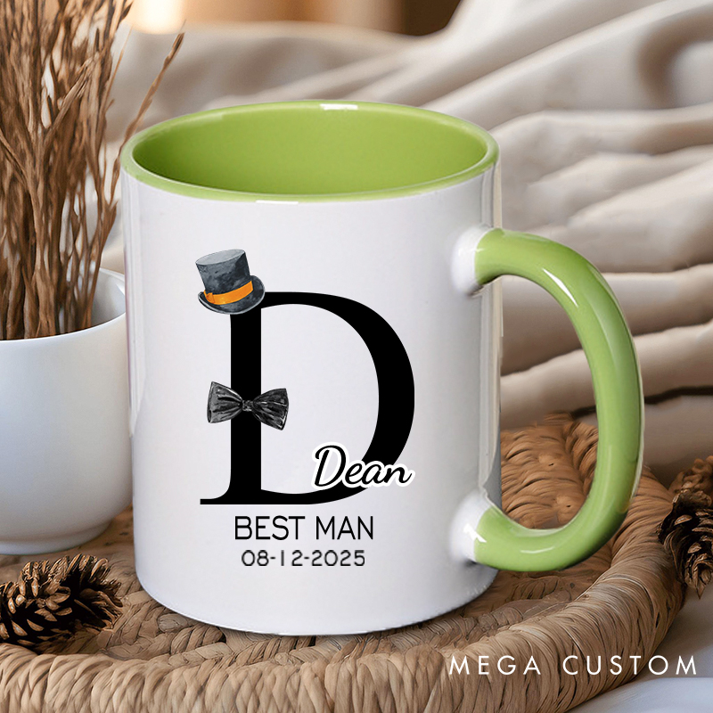 Personalized Groom & Best Man Initial Mug Wedding Party Favors Coffee Mug for Men Bachelor Party Ceramic Cup for Groomsman