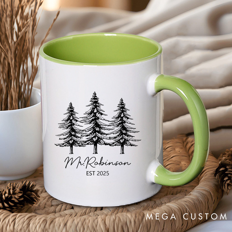 Personalized Nature-Themed Mr. & Mrs. Mugs Wife Husband Coffee Mug for Couple Wedding Groom Bride Ceramic Coffee Cup for Him Her