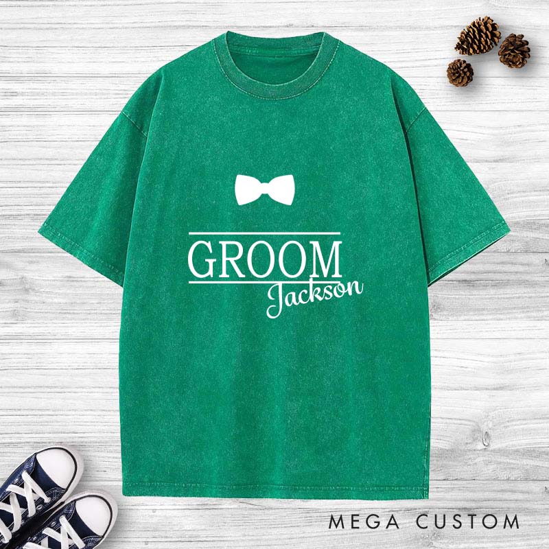 Personalized Classic Groom Bow Tie T-Shirt Elegance Groomsman Party Favors Shirts Stag Party Gift Tee for Men Bachelor Party Shirt