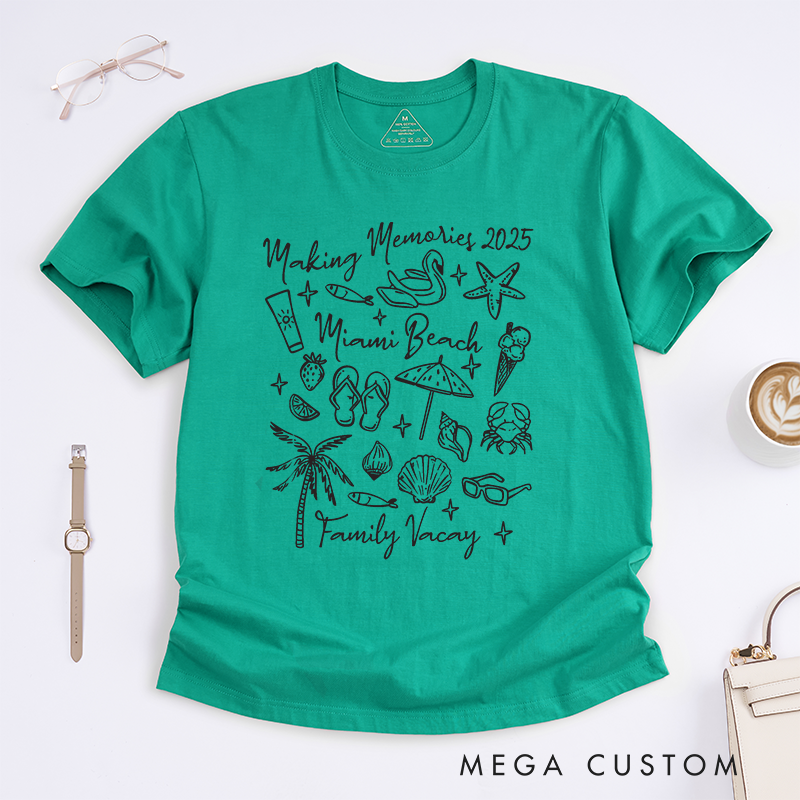 Personalized  Matching Family Beach Vacation Tee with a Coastal Aesthetic Classic T-shirt