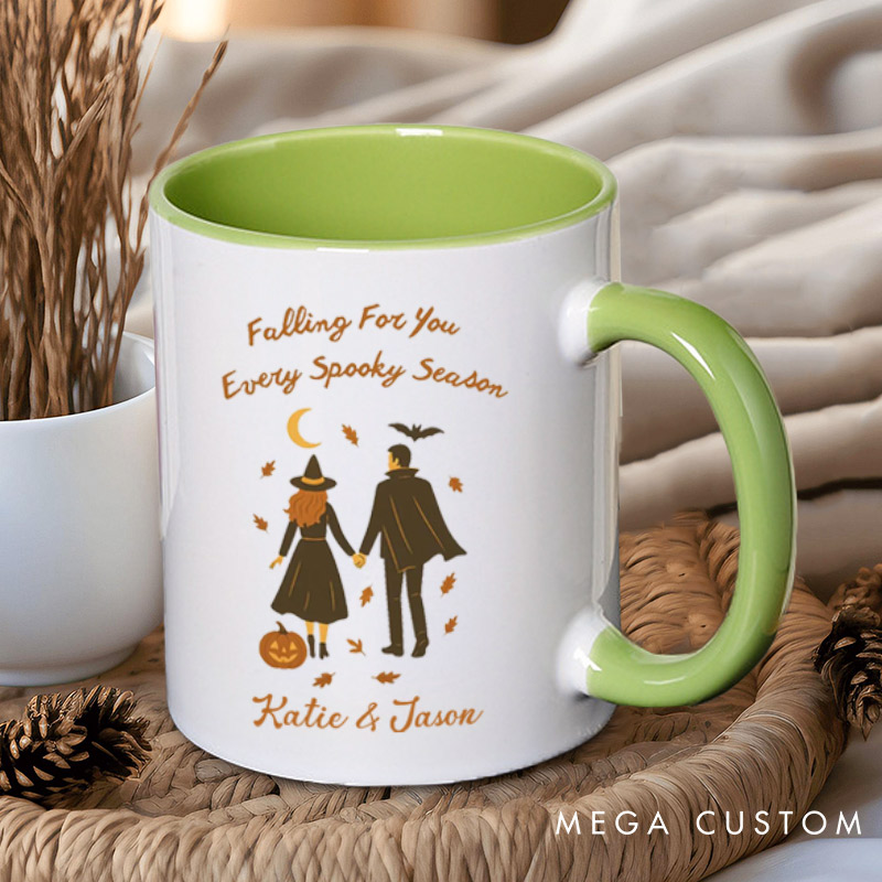 Personalized Falling for You Every Spooky Season Halloween Couple Mugs 