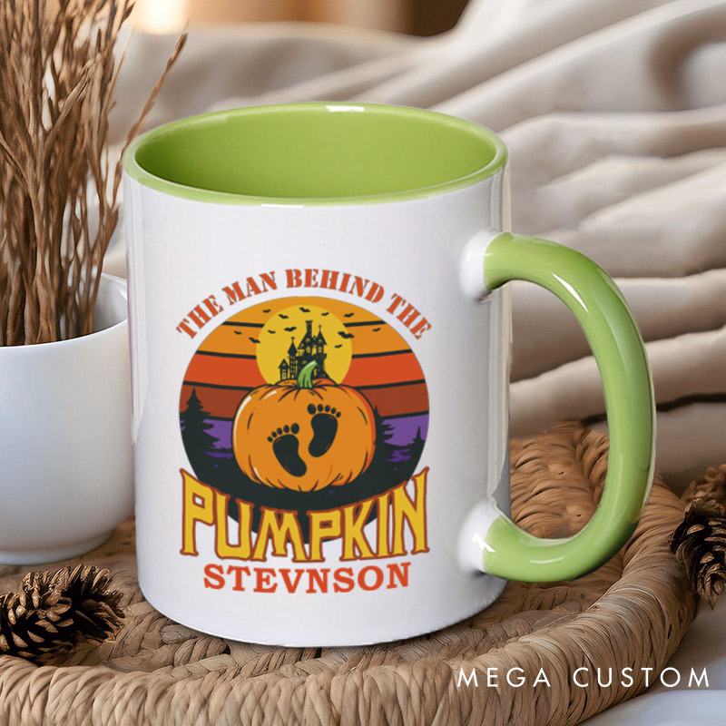 Personalized The Man Behind the Pumpkin and The Woman Growing the Pumpkin Halloween Couple Mugs