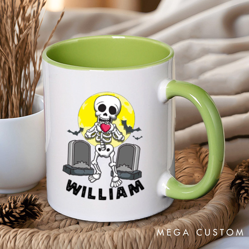 Personalized Funny Skeleton Couple Halloween Couple Mugs