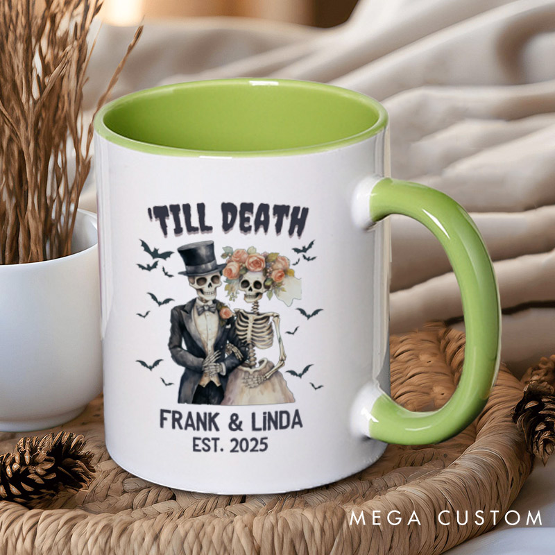 Personalized Till Death Do Us Part Skeleton Couple Halloween Couple Mugs