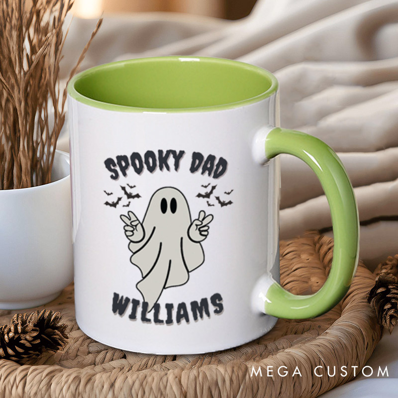 Personalized Spooky Dad and Spooky Mama Couple Ghost Halloween Couple Mugs
