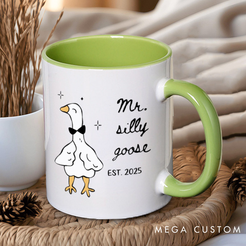 Personalized Funny Mr and Mrs Silly Goose Matching Wedding Couple Mugs