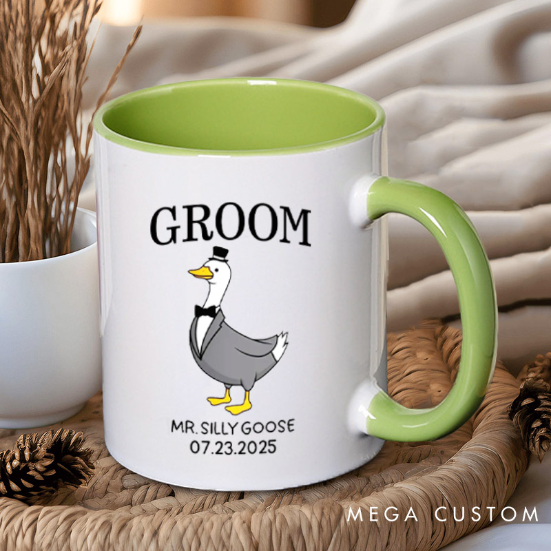 Personalized Bride and Groom Silly Goose Mr and Mrs Matching Wedding Couple Mugs