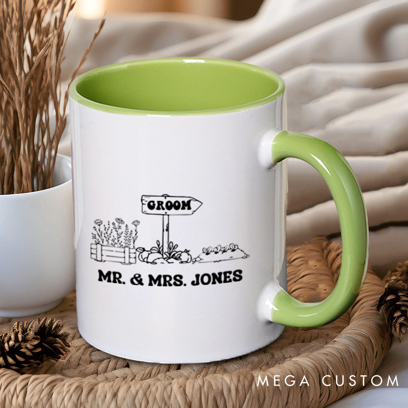 Personalized Rustic Bride and Groom Countryside Matching Wedding Couple Mugs