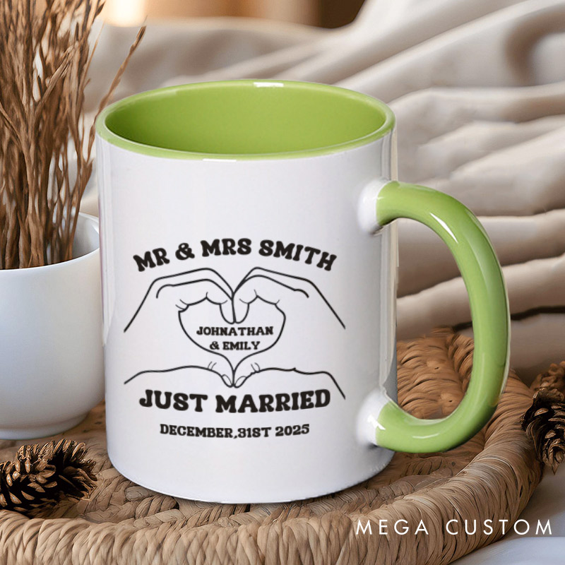 Personalized Heartfelt Gesture Just Married Mr and Mrs Wedding Couple Mugs