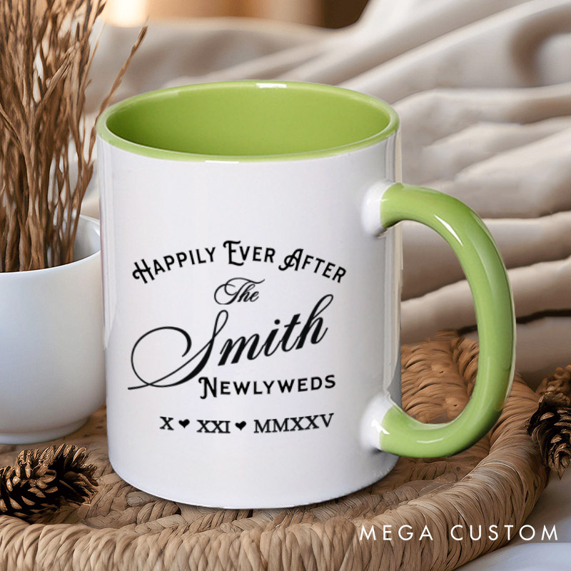 Personalized Newlyweds Happily Ever After Wedding Couple Mugs