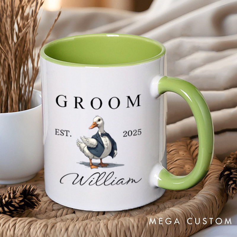 Personalized Bride and Groom Silly Goose Matching Wedding Couple Mugs