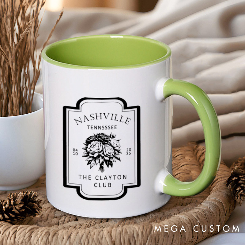 Personalized Floral Themed Wedding Logo Nwelweds Matching Wedding Couple Mugs