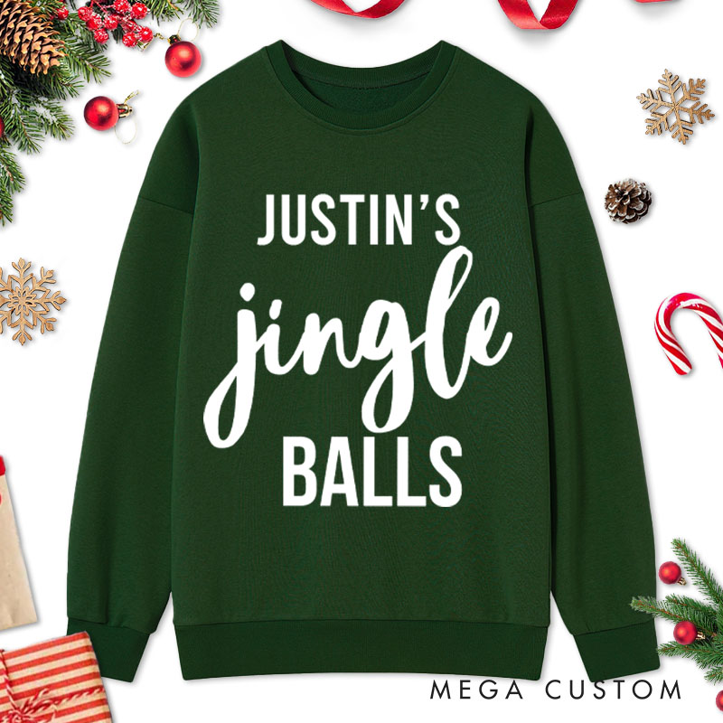 Personalized Couple Minimalist Jingle Balls and Tinsel Tits Christmas Sweatshirt Couple Xmas Matching Sweatshirt for Husband Wife Boyfriend Girlfriend