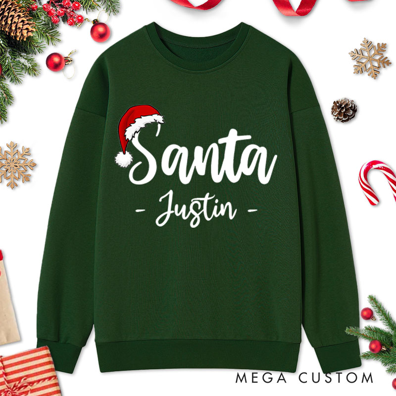 Personalized Couple Santa and I Put Out for Santa Christmas Sweatshirt Couple Xmas Milk and Cookie Sweatshirt for Husband Wife Boyfriend Girlfriend