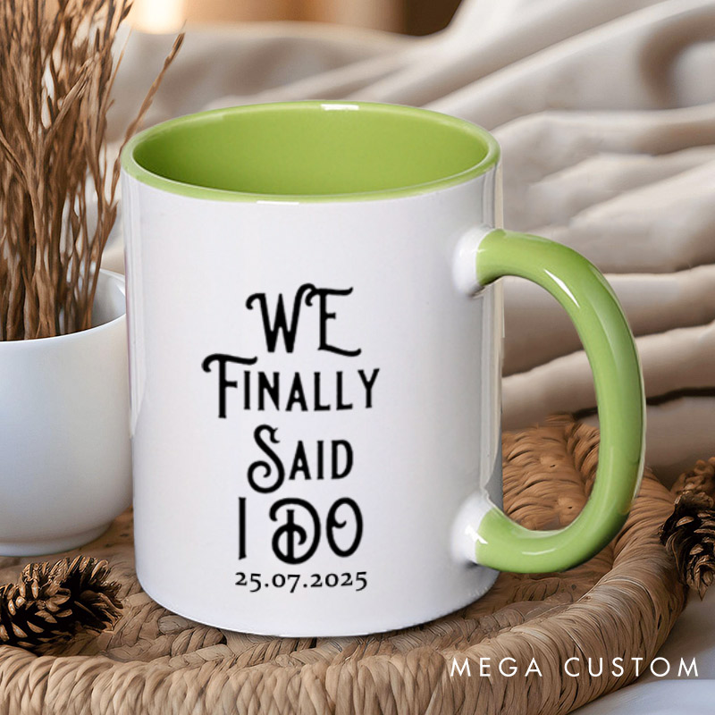 Personalized We Finally Said I Do Proposal Engagement Couple Mugs