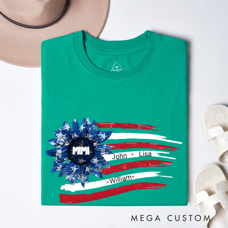 Personalized a Gift from Above Flowers and National Flag Design Classic T-shirt
