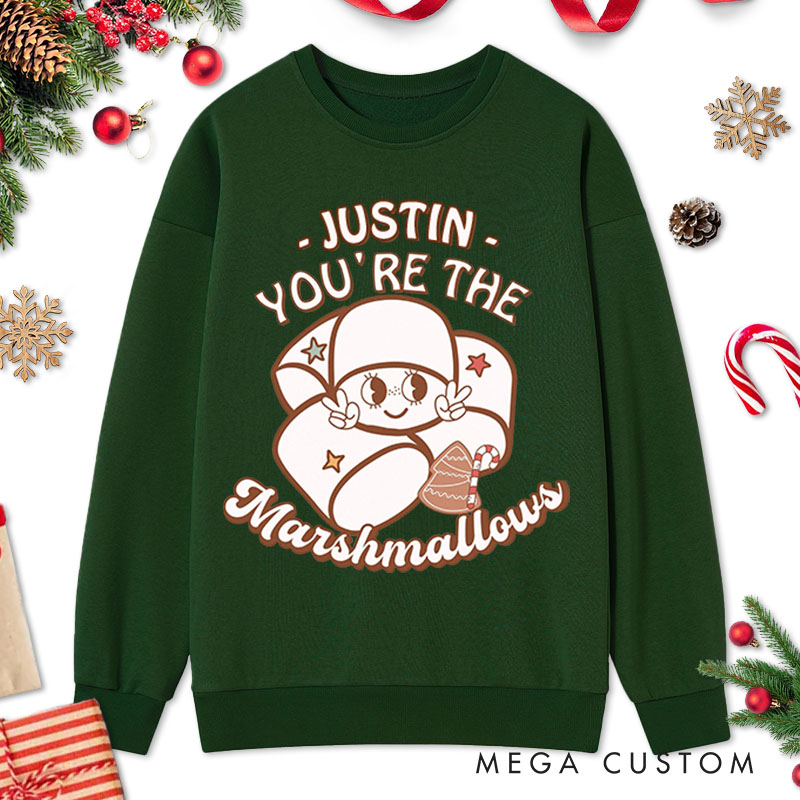Personalized Couple You're the Marshmallows To My Hot Cocoa Xmas Sweatshirt Couple Christmas Matching Sweatshirt for Husband Wife Boyfriend Girlfriend