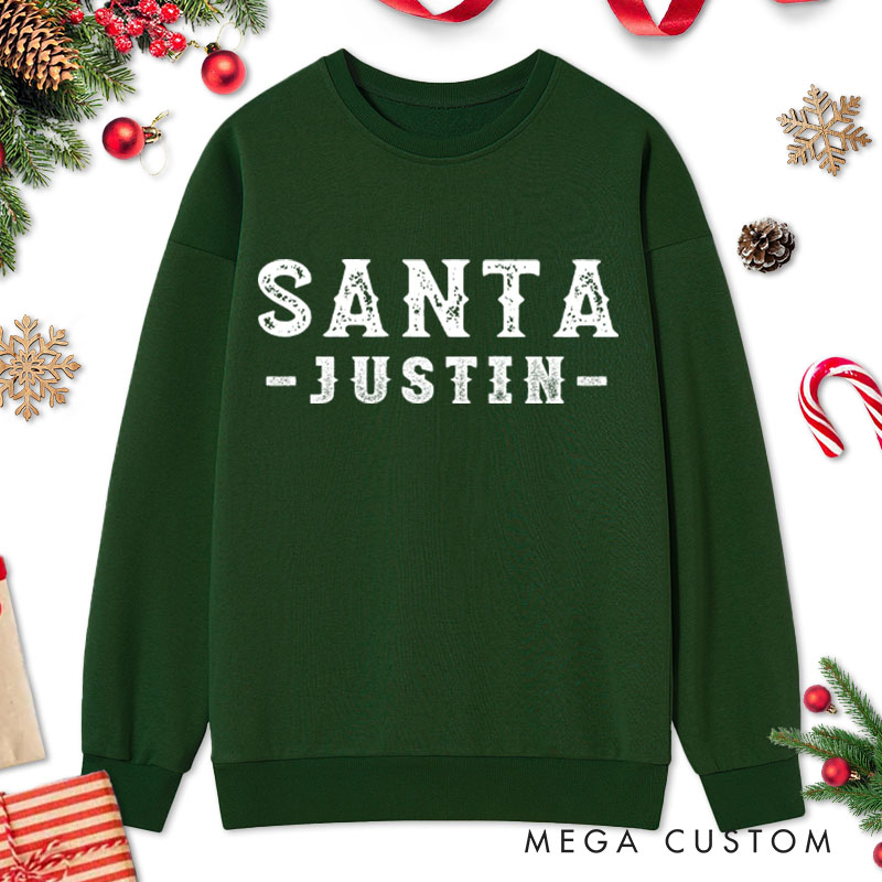 Personalized Couple Retro Santa and I Put Out for Santa Christmas Sweatshirt Couple Xmas Matching Sweatshirt for Husband Wife Boyfriend Girlfriend