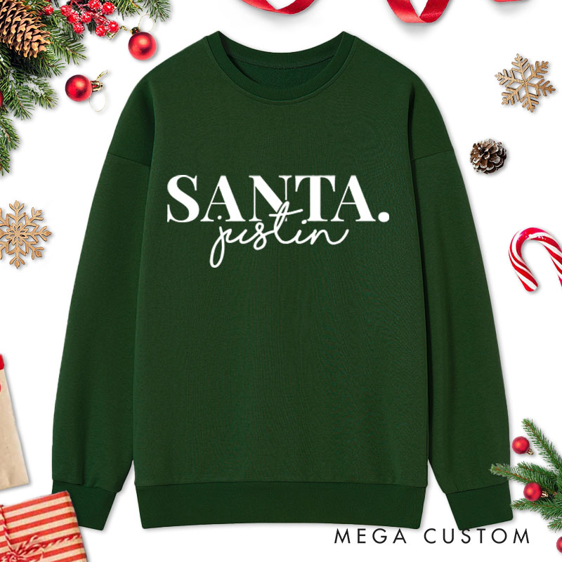 Personalized Couple Santa and Santa's Babe Christmas Sweatshirt Couple Xmas Matching Crewneck Sweatshirt for Husband Wife Boyfriend Girlfriend
