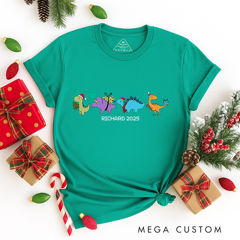 Personalized Cute Little Dinosaurs Christmas Classic T-Shirts Dinosaurs Movie Series Tshirt Movie Holiday Shirt
