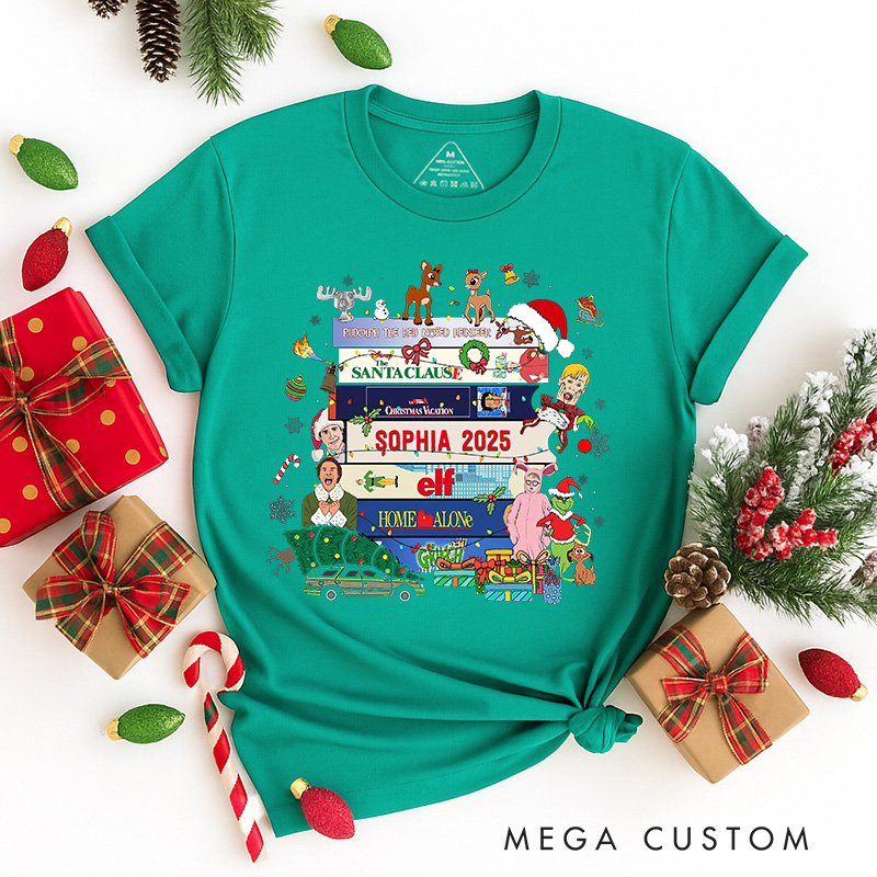 Personalized Retro Christmas Movies Classic T-Shirts Christmas Film Tshirt Movie Holiday Shirt