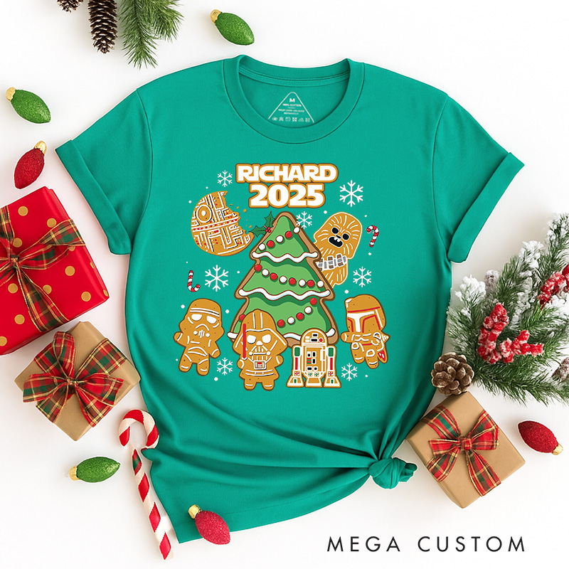 Personalized Star Gingerbread Christmas Classic T-Shirts Galaxy War Film Tshirt Movie Holiday Shirt