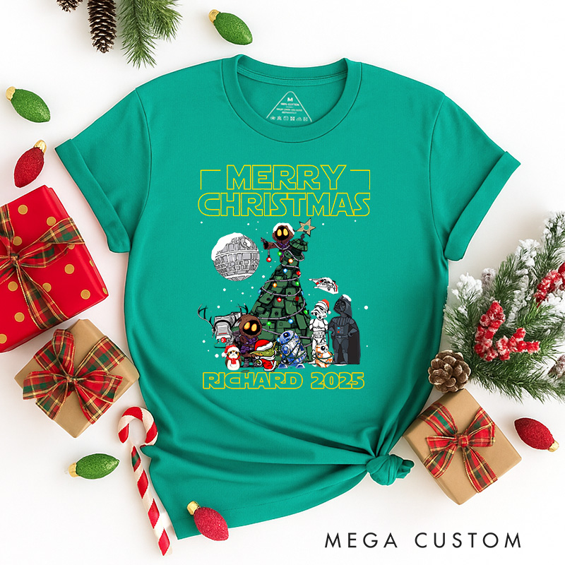 Personalized Merry Star Christmas Classic T-Shirts Galaxy War Film Tshirt Movie Holiday Shirt