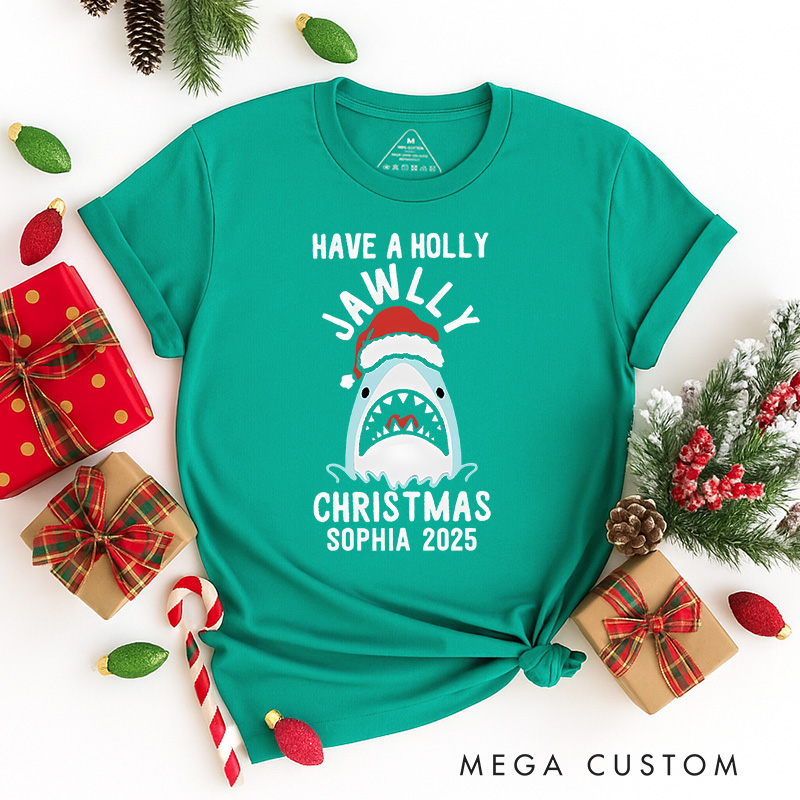 Personalized Jawlly Christmas Movies Classic T-Shirts Christmas Shark Film Tshirt Movie Holiday Shirt