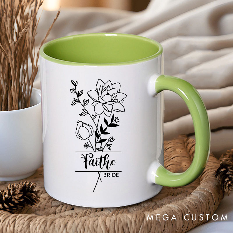 Personalized Bridesmaid Birth Flower Mug Maid of Honor Month Flower Mug Bachelorette Party Mug Bridesmaid Proposal Gift Bridal Shower Mug