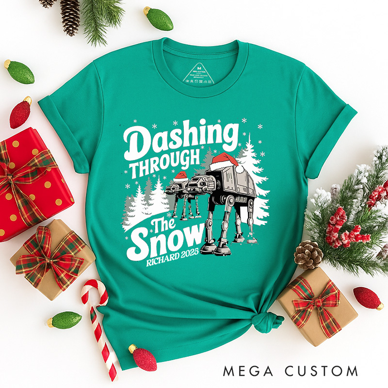 Personalized Walking Dashing Through the Snow Christmas Classic T-Shirts Galaxy War Film Tshirt Movie Holiday Shirt